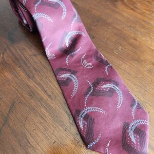 Givenchy Monsieur Vintage Silk Tie Burgundy Red Geometric Pattern Men Necktie US
